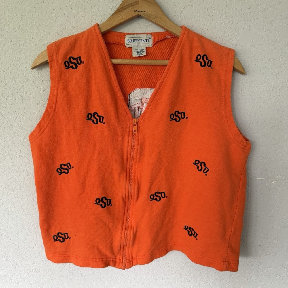 Vintage OSU‎ Bellepointe Zip Up Vest Oklahoma State University 90s Game Day